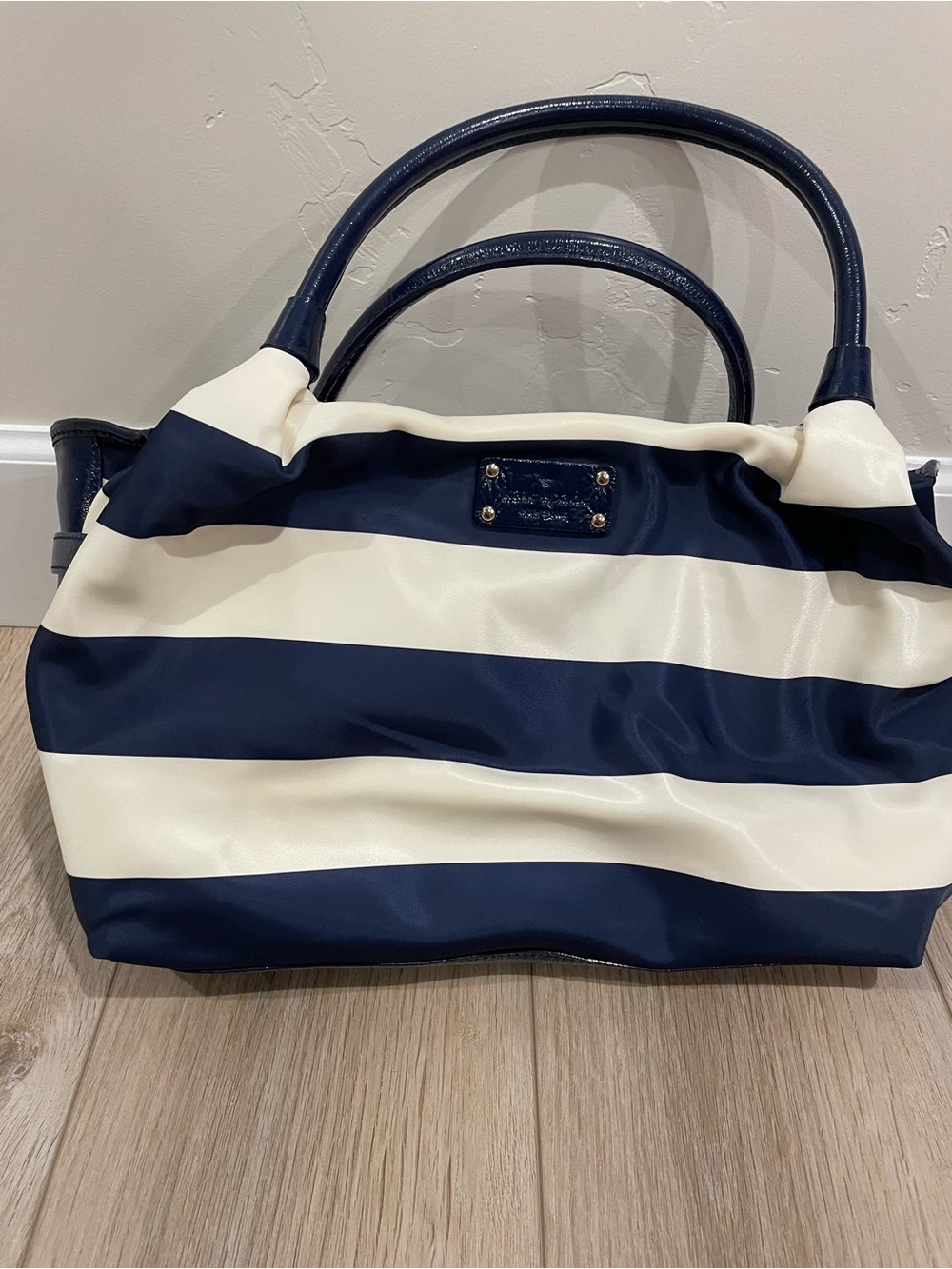 NWOT Kate Spade Navy and Cream Striped Women’s Nylon Tote Bag - Picture 2 of 12
